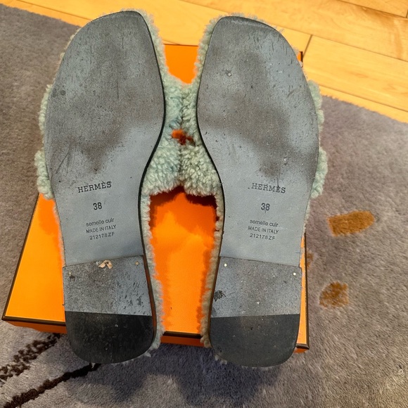 Hermes shearling light green oransđź’š - Picture 4 of 7